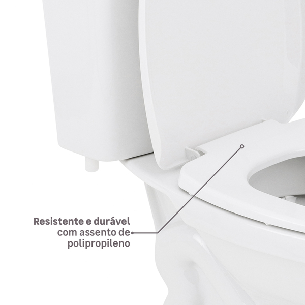 Kit Vaso Sanitário com Caixa Acoplada e Assento Branco Duplo Acionamento 3/6L Saída Vertical Like Celite - Imagem 6