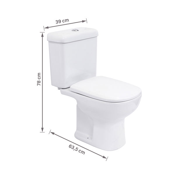 Kit Vaso Sanitário com Caixa Acoplada e Assento Branco Duplo Acionamento 3/6L Saída Vertical Lille Sensea - Imagem 10