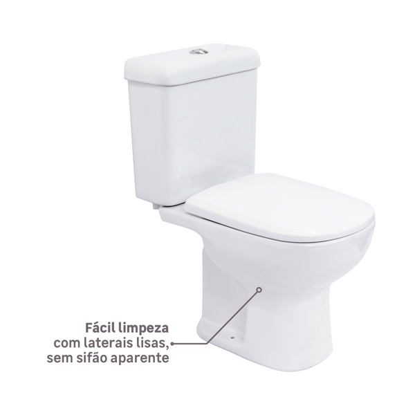 Kit Vaso Sanitário com Caixa Acoplada e Assento Branco Duplo Acionamento 3/6L Saída Vertical Lille Sensea - Imagem 5