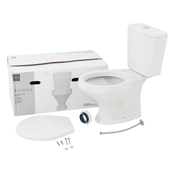 Kit Vaso Sanitário com Caixa Acoplada e Assento Branco Duplo Acionamento 3/6L Saída Vertical Ravena Deca - Imagem 3