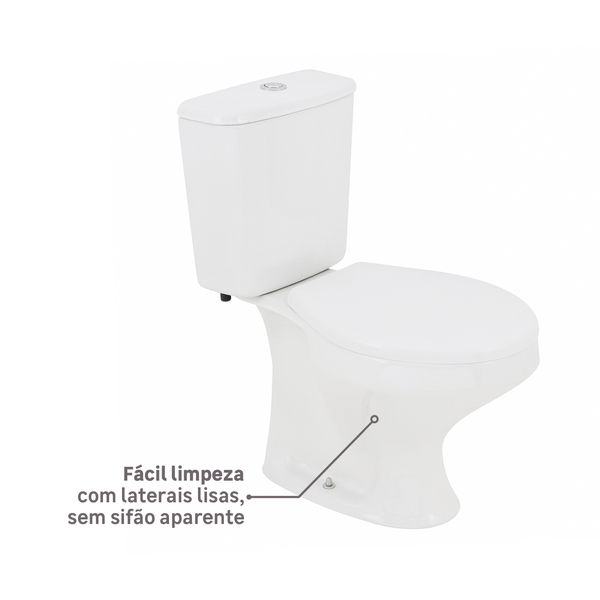 Kit Vaso Sanitário com Caixa Acoplada e Assento Branco Duplo Acionamento 3/6L Saída Vertical Ravena Deca - Imagem 5