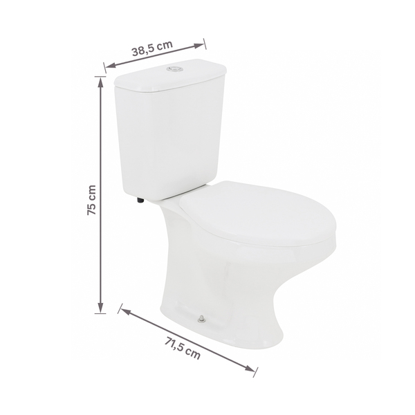 Kit Vaso Sanitário com Caixa Acoplada e Assento Branco Duplo Acionamento 3/6L Saída Vertical Ravena Deca - Imagem 9