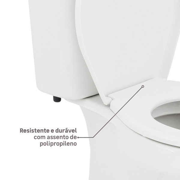 Kit Vaso Sanitário com Caixa Acoplada e Assento Branco Duplo Acionamento 3/6L Saída Vertical Ravena Deca - Imagem 7