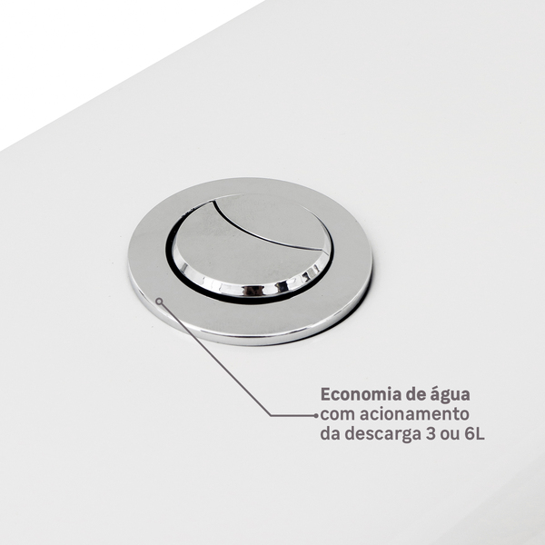 Kit Vaso Sanitário com Caixa Acoplada e Assento Branco Duplo Acionamento 3/6L Saída Vertical Ravena Deca - Imagem 6