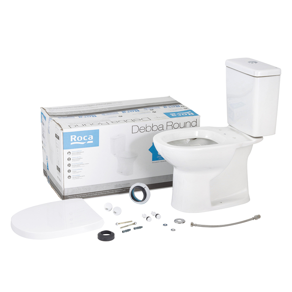 Kit Vaso Sanitário com Caixa Acoplada e Assento Branco Duplo Acionamento 3/6L Saída Vertical Round Roca - Imagem 3