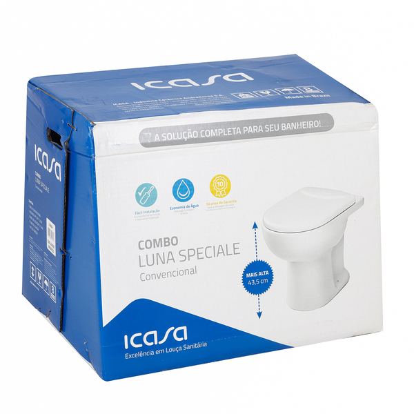 Kit Vaso Sanitário Convencional com Assento Branco Saída Vertical Luna Icasa - Imagem 10