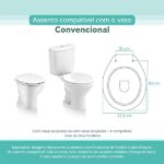 Tampa Vaso Sanitário Madeira Laqueada Oval Convencional Branco Para Bacia Celite - Imagem 3