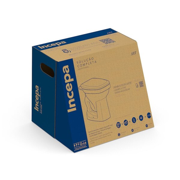 Vaso Sanitário Convencional Com Assento Queda Amortecida Art Incepa Branco Brilhante - Imagem 6