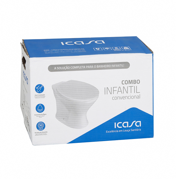 Kit Vaso Sanitário Convencional para Descarga de Parede com Assento Saída Vertical Infantil Branco Icasa - Imagem 10