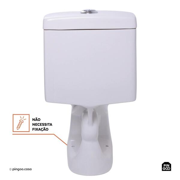 Vaso Sanitário Monobloco Caixa Acoplada Privada Taquaras Pingoo.casa - Branco - Imagem 5