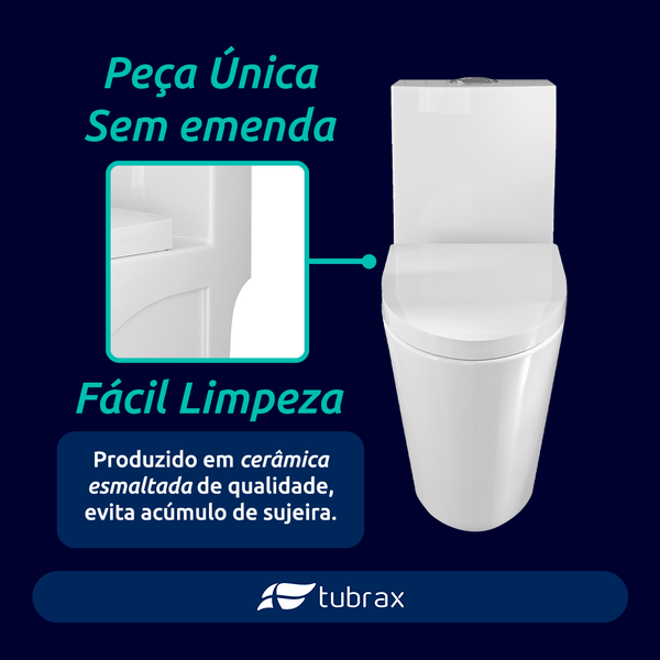 Vaso Sanitário Monobloco Completo Branco - Caixa Acoplada Privada Unio - Imagem 3