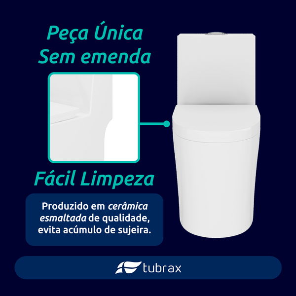 Vaso Sanitário Monobloco Completo - Caixa Acoplada Privada Acies Tubrax - Imagem 3