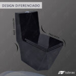 Vaso Sanitário Monobloco Completo Caixa Acoplada Privada Preto Modelo Diamante Tubrax - Imagem 2