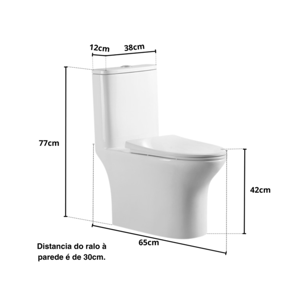 Vaso Sanitário Monobloco Esmaltado Completo Xambre Mx102 Branco - Imagem 3