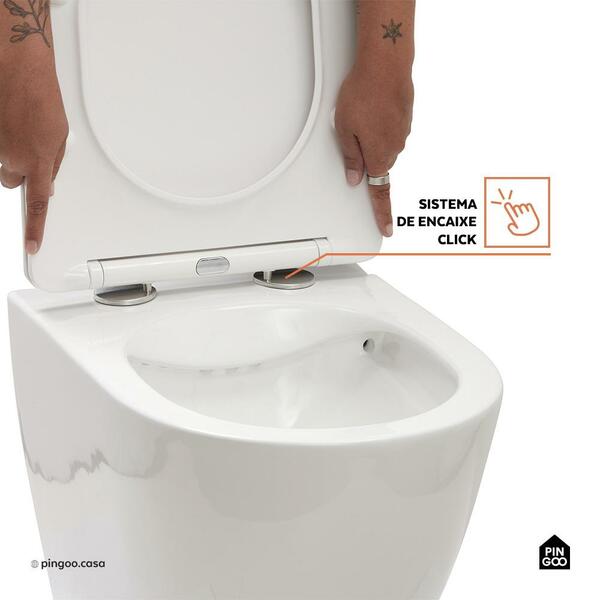 Vaso Sanitário Suspenso Saída Horizontal Hematita Pingoo.casa - Branco - Imagem 4